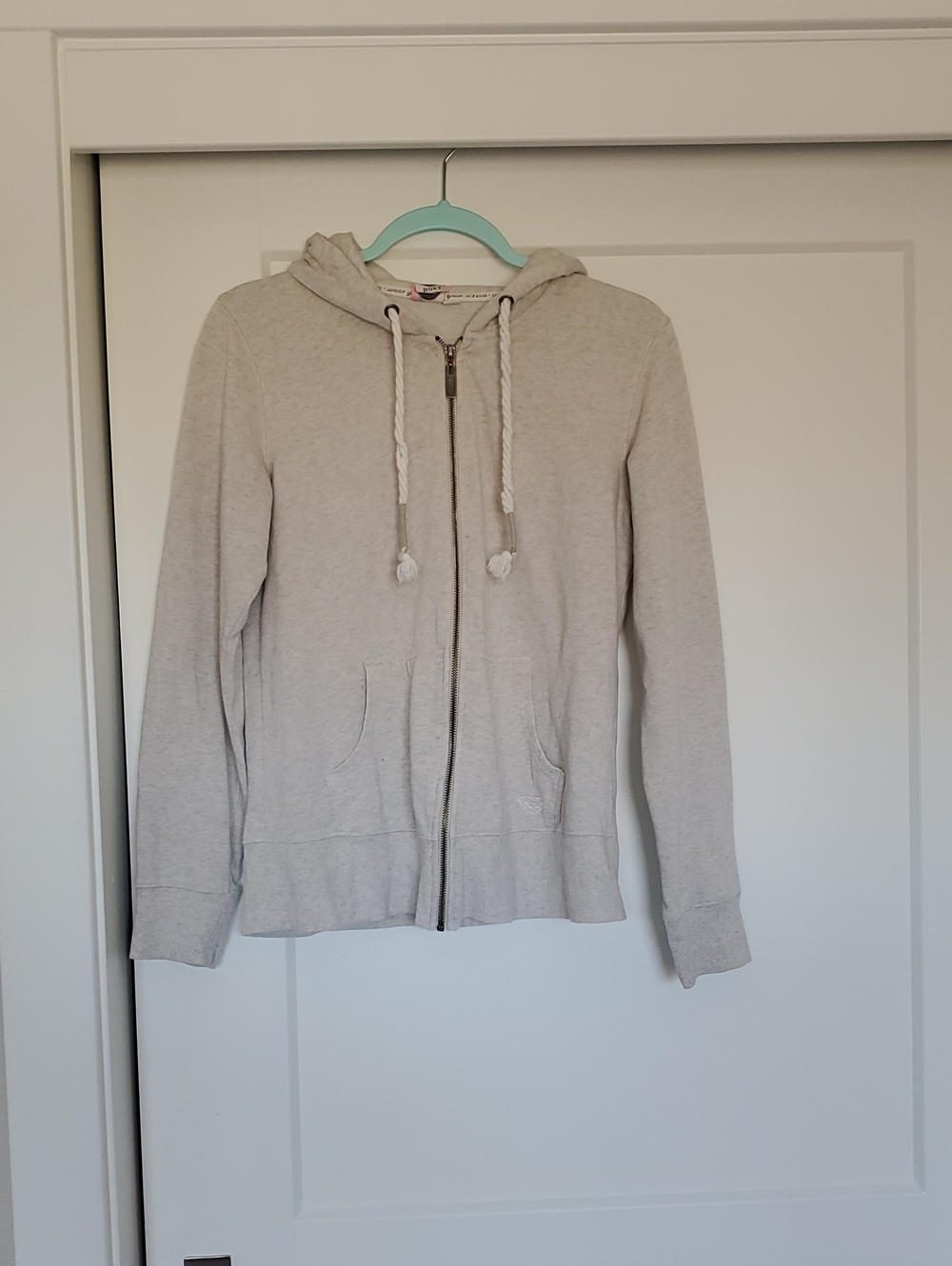 Roxy Beige Hooded Zip-Up Sweatshirt